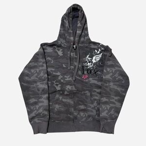 vintage fox racing camo zip up hoodie